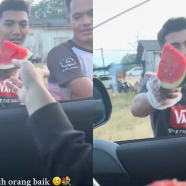 Dua Pemuda Dipuji Beri Tembikai Buat Orang Ramai Sangkut 'Jammed' Raya
