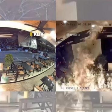 Padah Bakar Kedai Di Bandar Dato Onn, Kaki Lelaki Disambar Api Sendiri Terakam CCTV